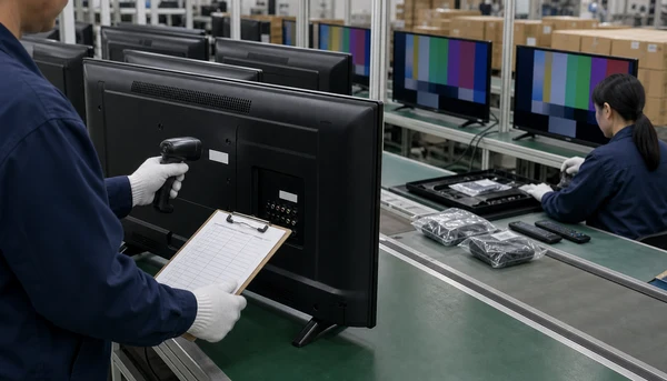 How Long Does OEM Smart TV Production Take? Sample, Mass Production and Shipping Lead Times 4 OEM Smart TV batch tracking and final quality inspection on the production line